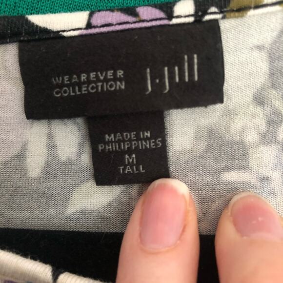 J Jill Black & Purple Floral Sleeveless Tunic Top Womens MP Blouse Sleeveless - Picture 2 of 8